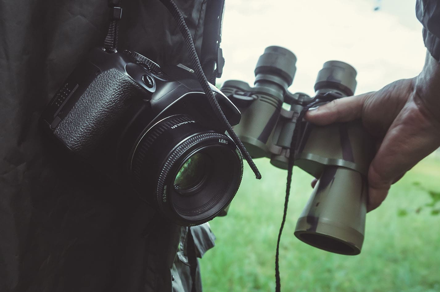 camera and binoculars