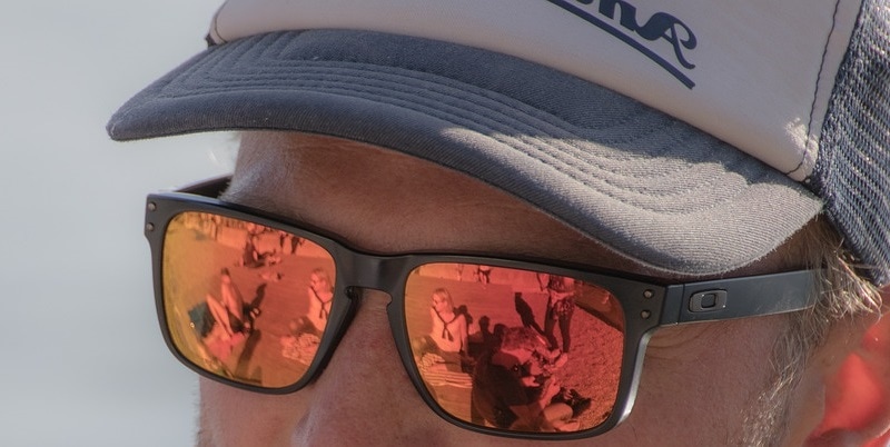 man wearing polarized sunglasses
