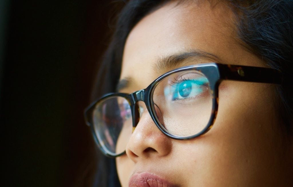 woman wearing glasses