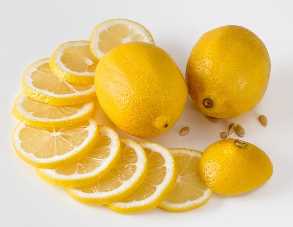 Sliced lemon citrus fruit