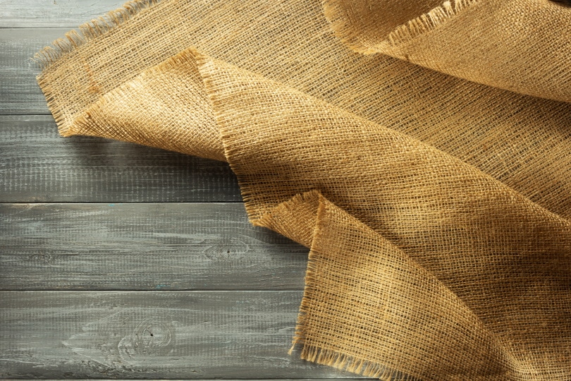 burlap in wooden table
