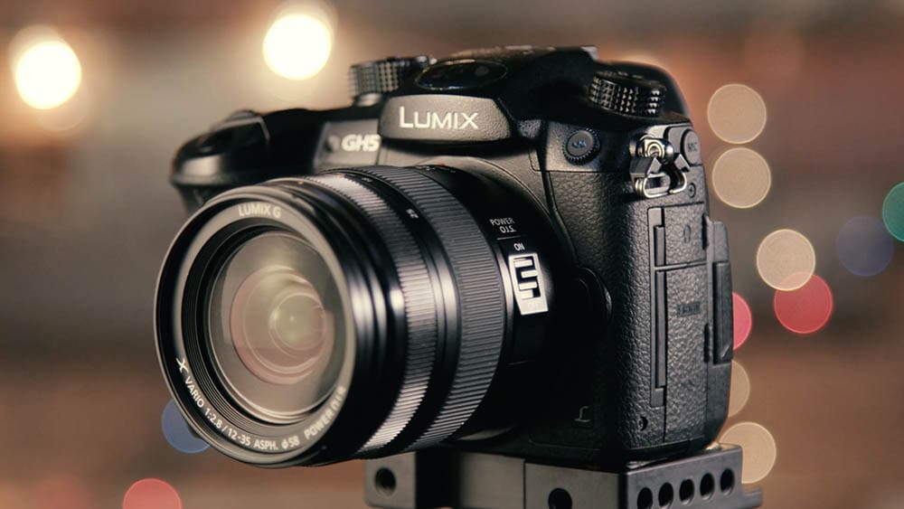 a lumix camera with bokeh background