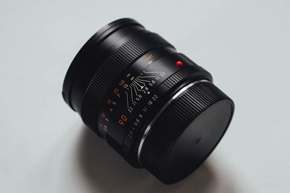 camera lens on white background