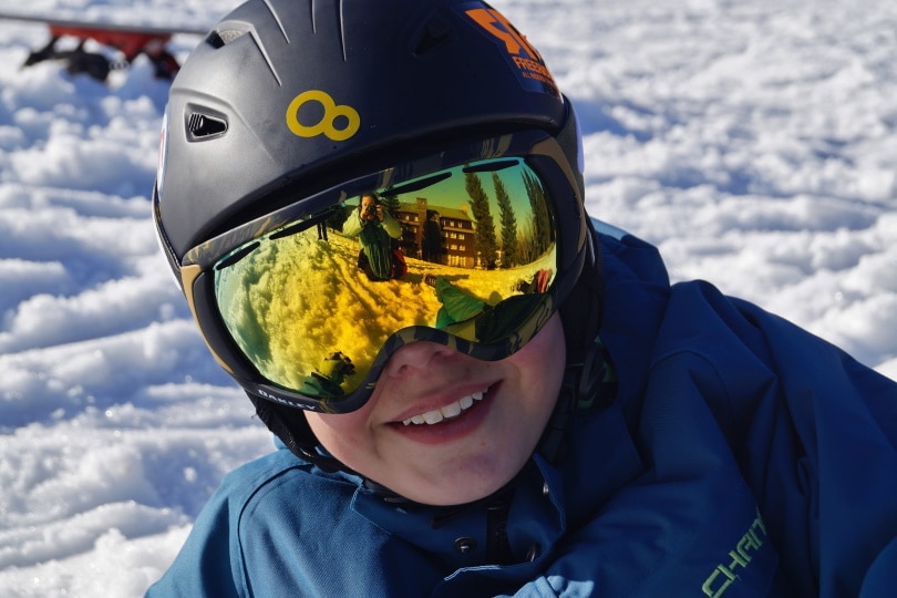 person wearing vented helmet