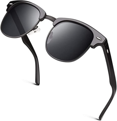 GQUEEN Classic Horn Rimmed Semi Rimless Polarized Sunglasses