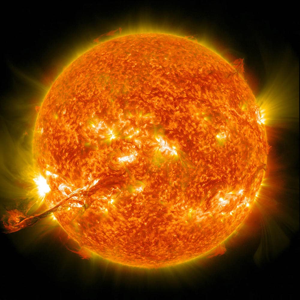a photo of the sun with corona mass ejections