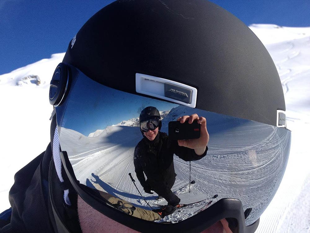 close up ski goggles