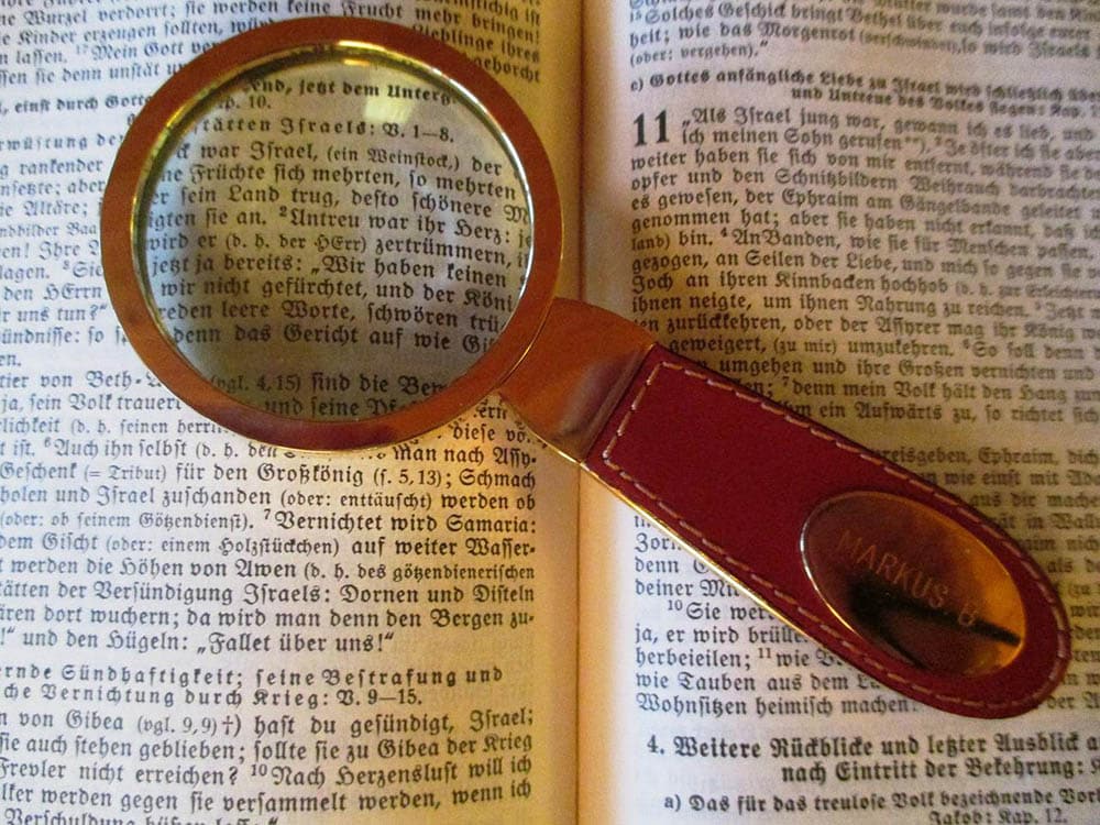 magnifying glass with leather handle