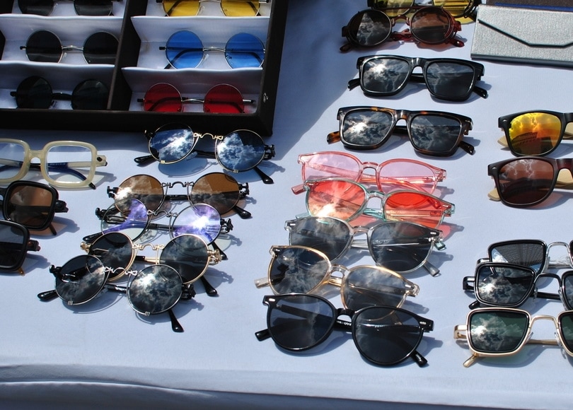 various sunglasses on the table