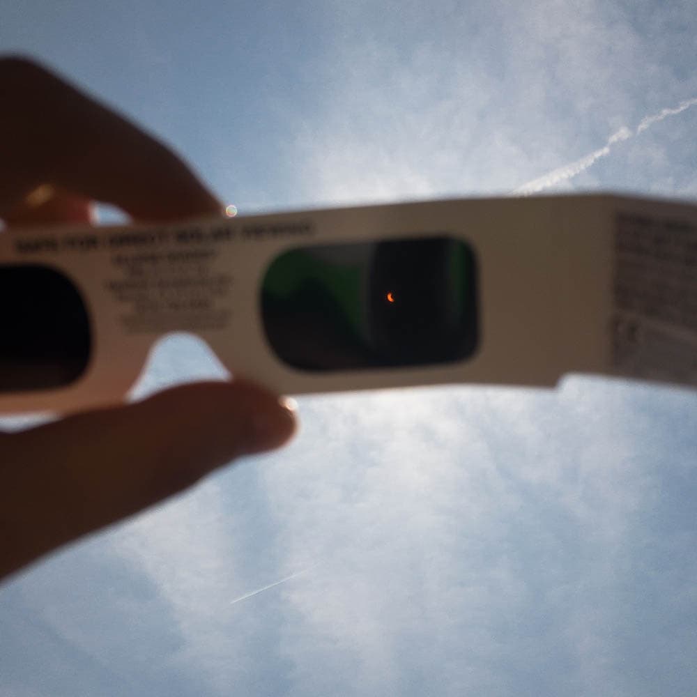 view of solar eclipse using special glasses