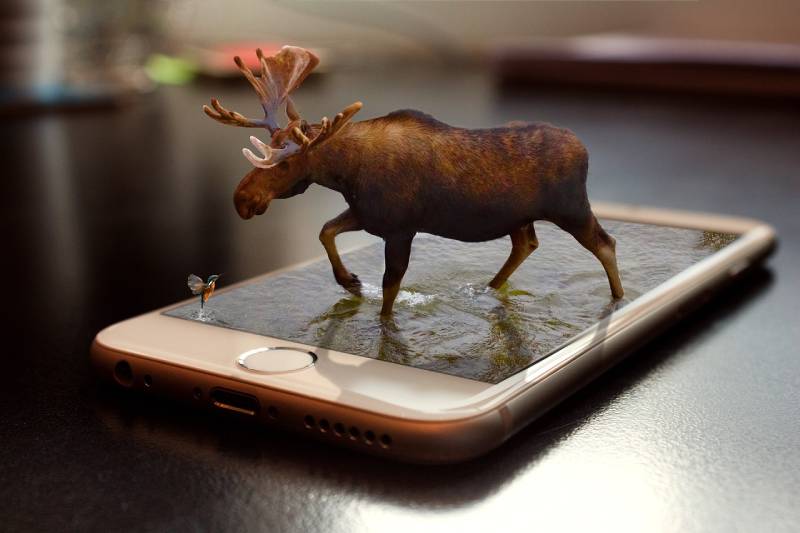 a deer on an iphone in a photoshopped picture