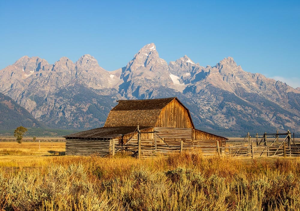 historic Mormon Row barns in Jackson, WY