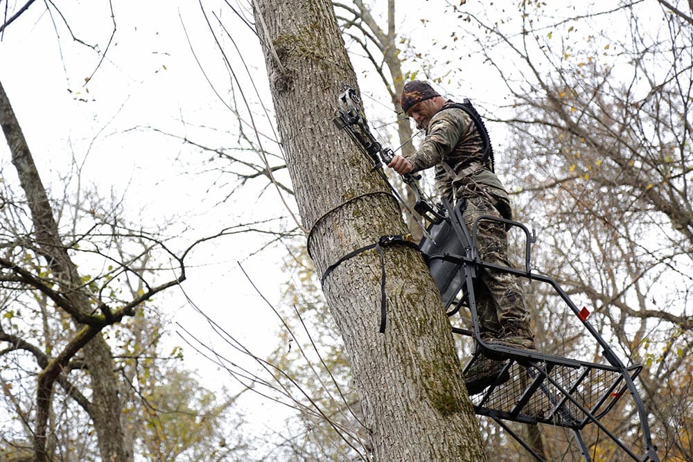 hunter on a treestand