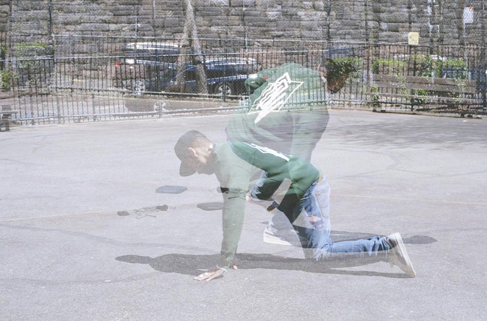 multiple exposure of a man standing up