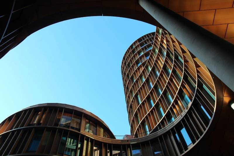 photo of a building from a low angle