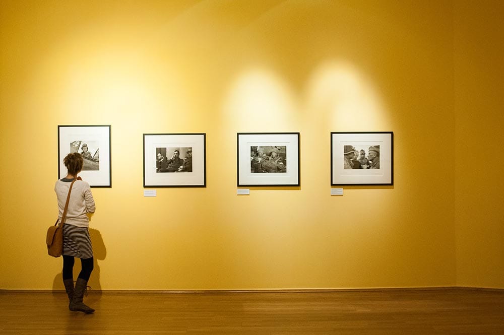 woman observing in the photo gallery