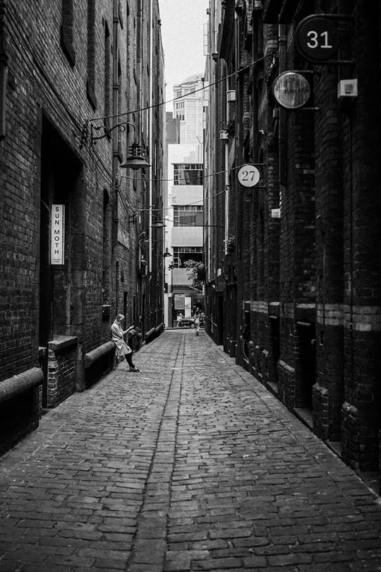 alley in black and white color