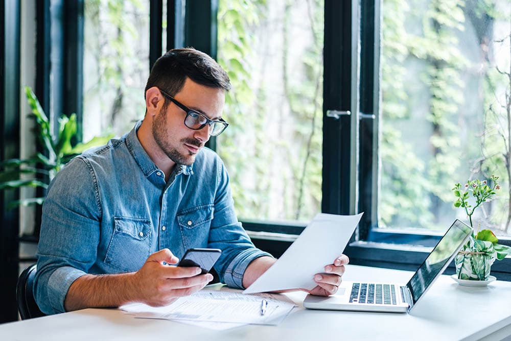 business owner doing some financial documentation