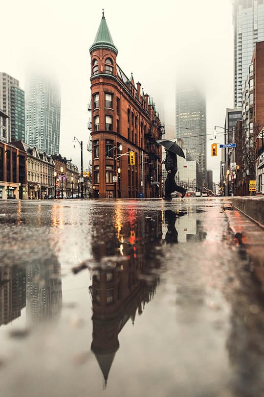 reflection of toronto flatiron