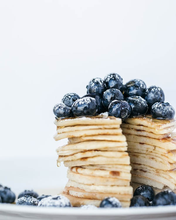 stack of blueberry pancakes