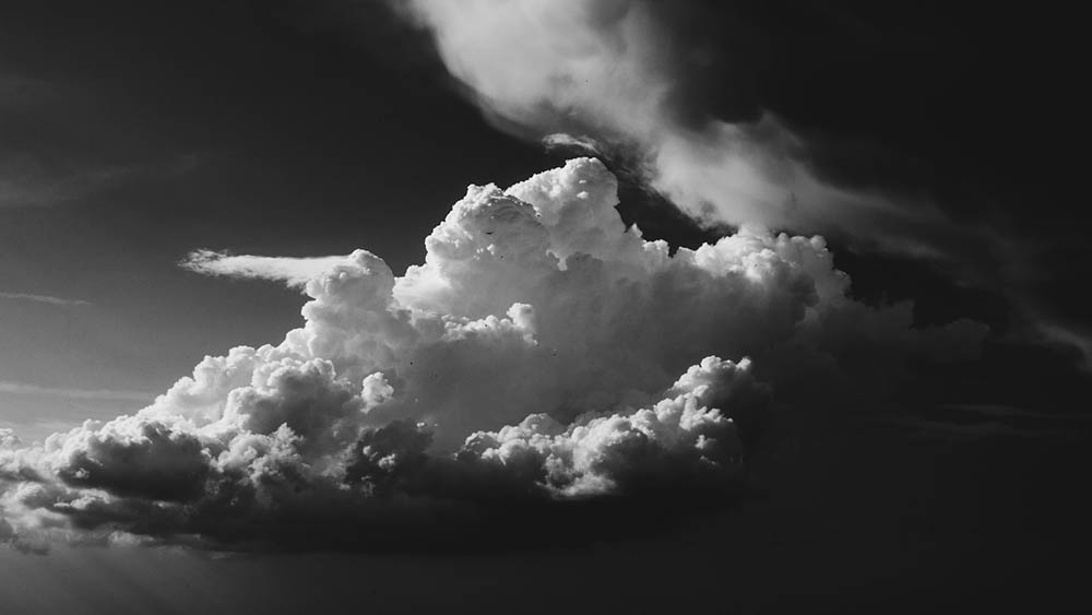 black and white photo of clouds