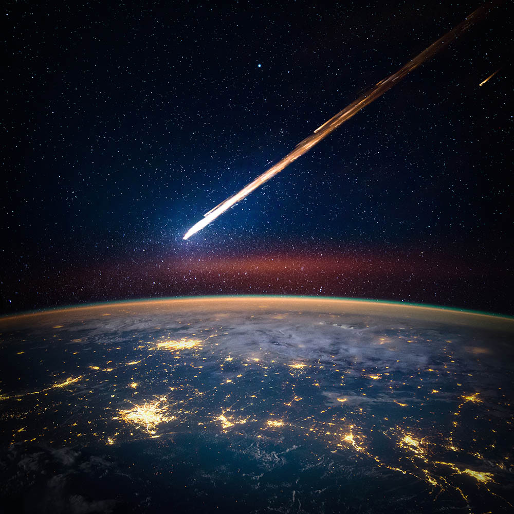 falling meteorite on earth