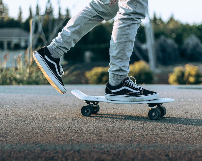 sneakers on a skateboard