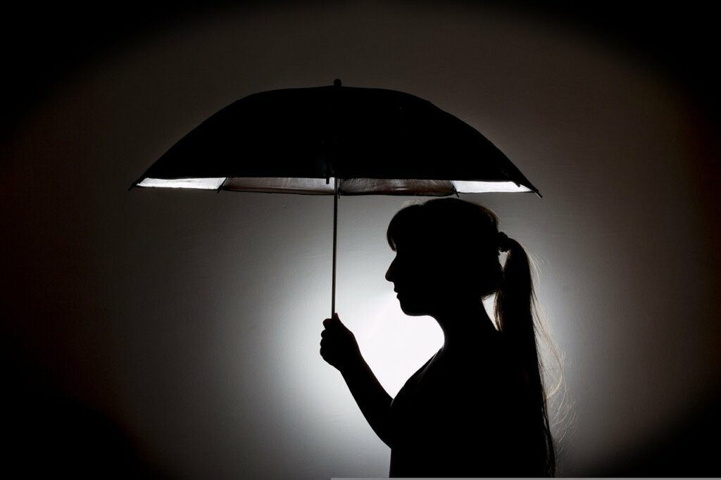 umbrella and woman silhouette