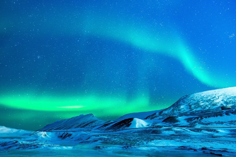 beautiful northern lights in the mountains