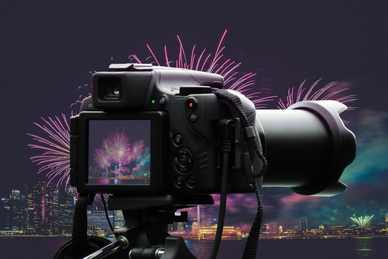 camera with fireworks picture