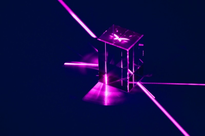 refraction and diffraction as laser beam moves through crystal