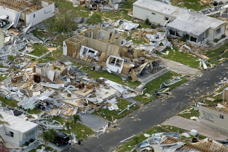 satellite image of damage houses