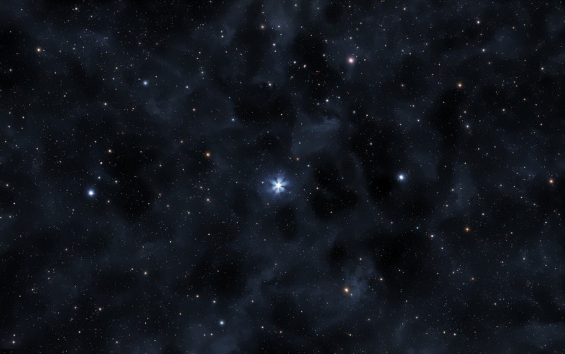 the north star (Polaris) in the night sky