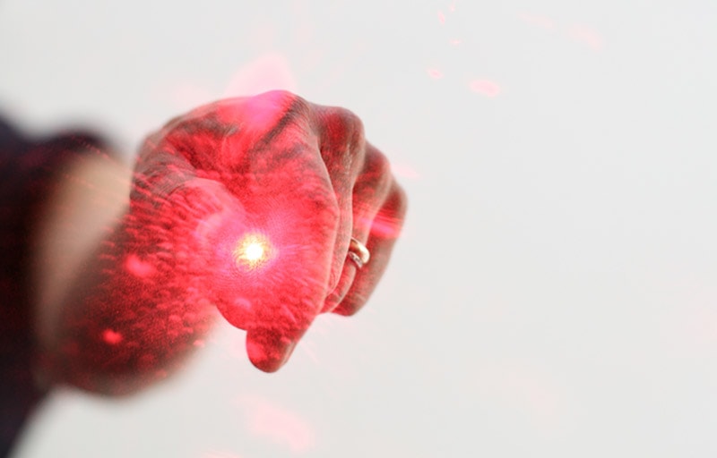 hand with laser pointer
